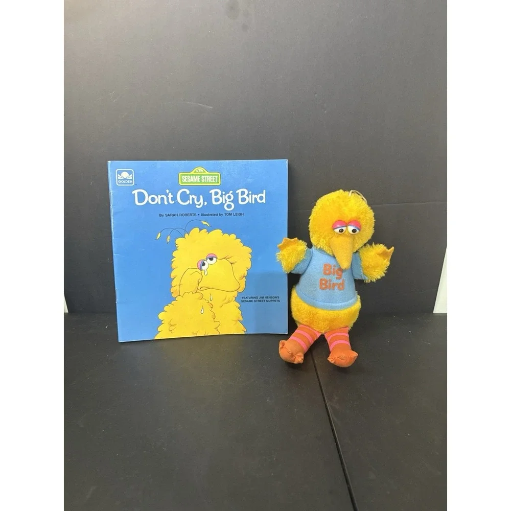 VINTAGE SESAME STREET BIG BIRD HASBRO PLUSH DONT CRY BIG BIRD GOLDEN BOOK 1980s